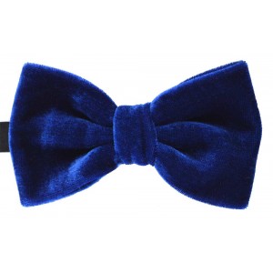 Papion din catifea de culoare albastra 